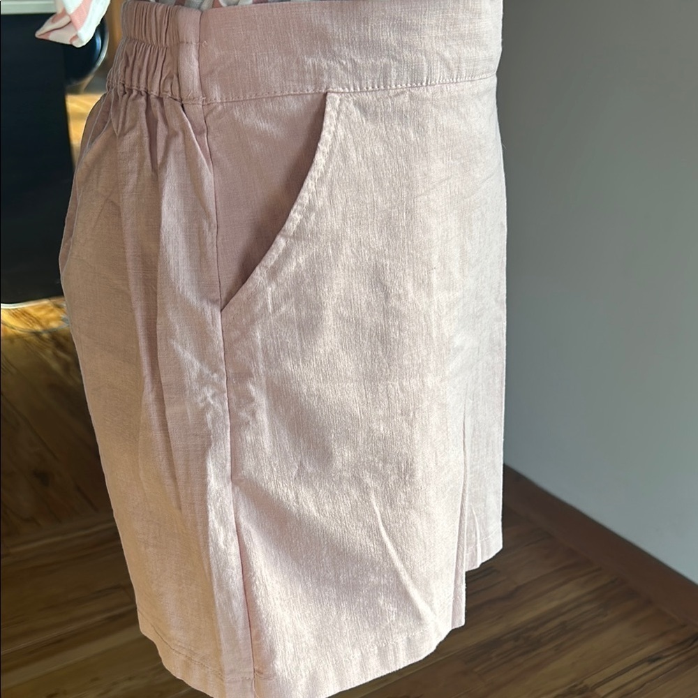Pink Linen Wrap Skort - Picture 4 of 6
